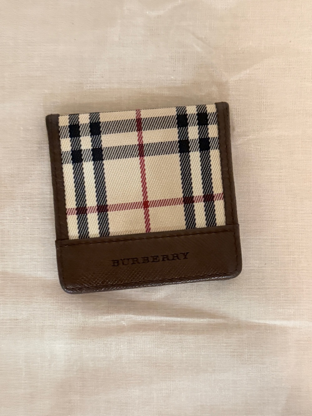 Burberry Nova Check Small Wallet Coin Purse Card Holder Brown Leather